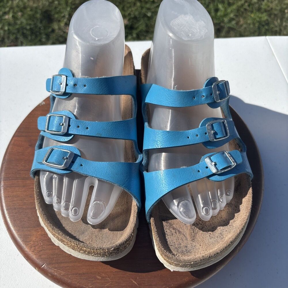 Birkinstock Florida Sandals Slides Women’s EU 40 US W9 Blue 3 Strap - Picture 3 of 12
